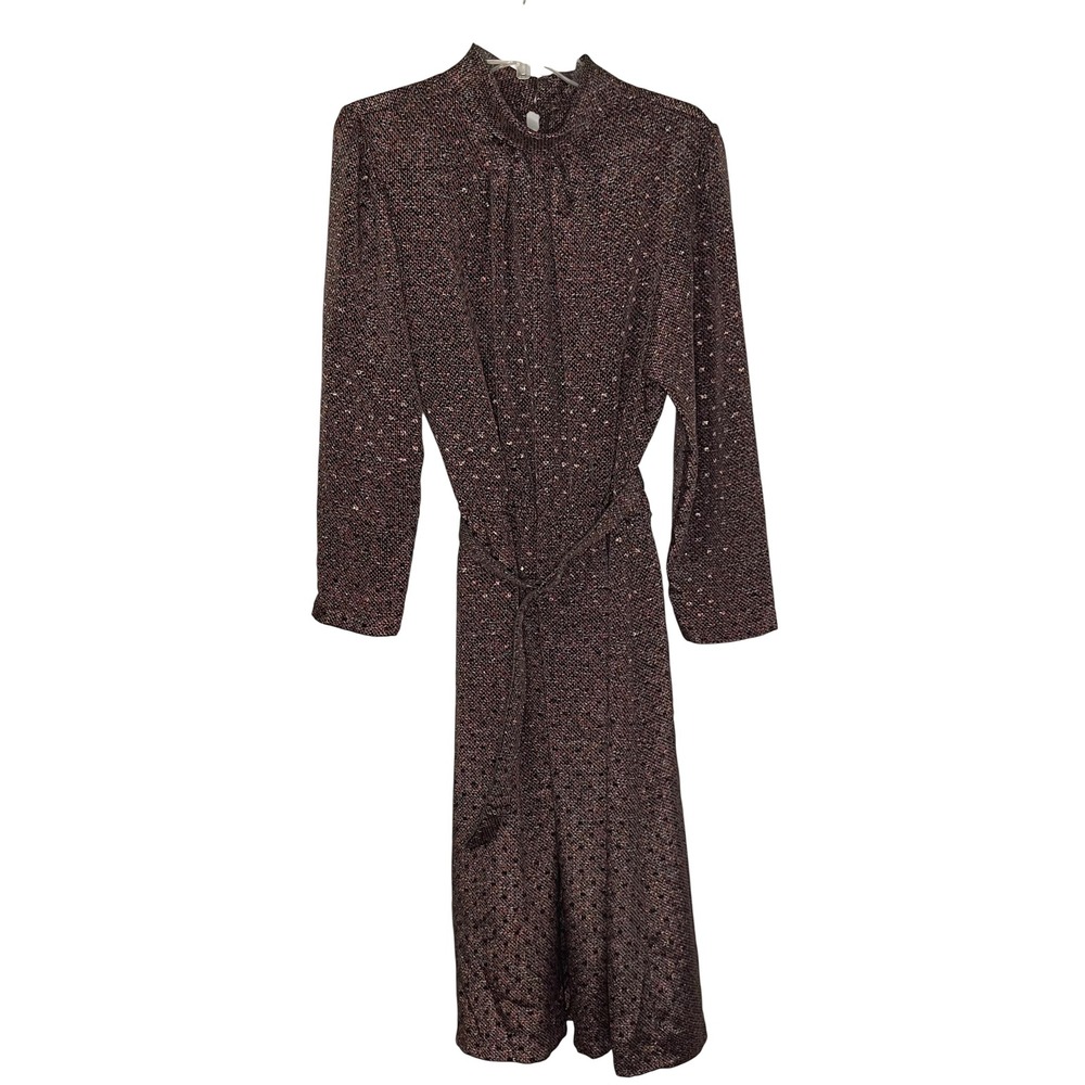 Vintage 1980's Pellini by Von Bramlett Size 13/14 Geometric Belted Midi Dress